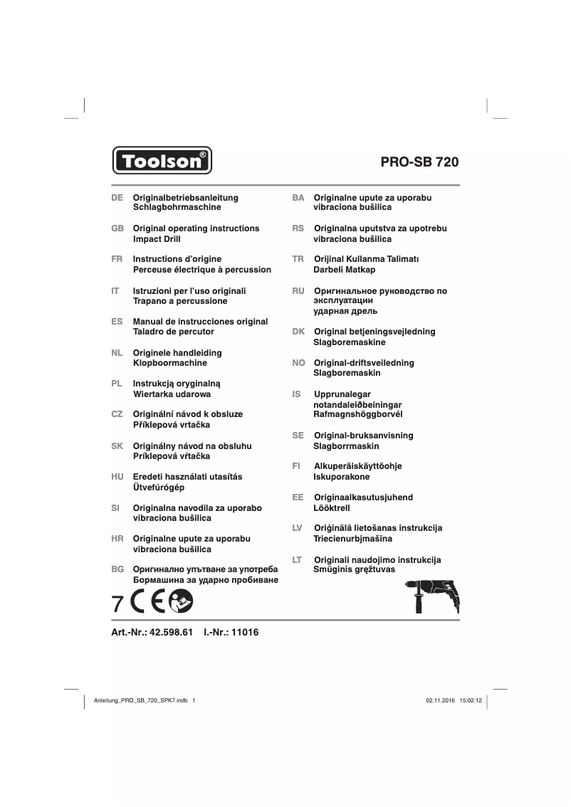 First page image of the manual for PRO-SB 720