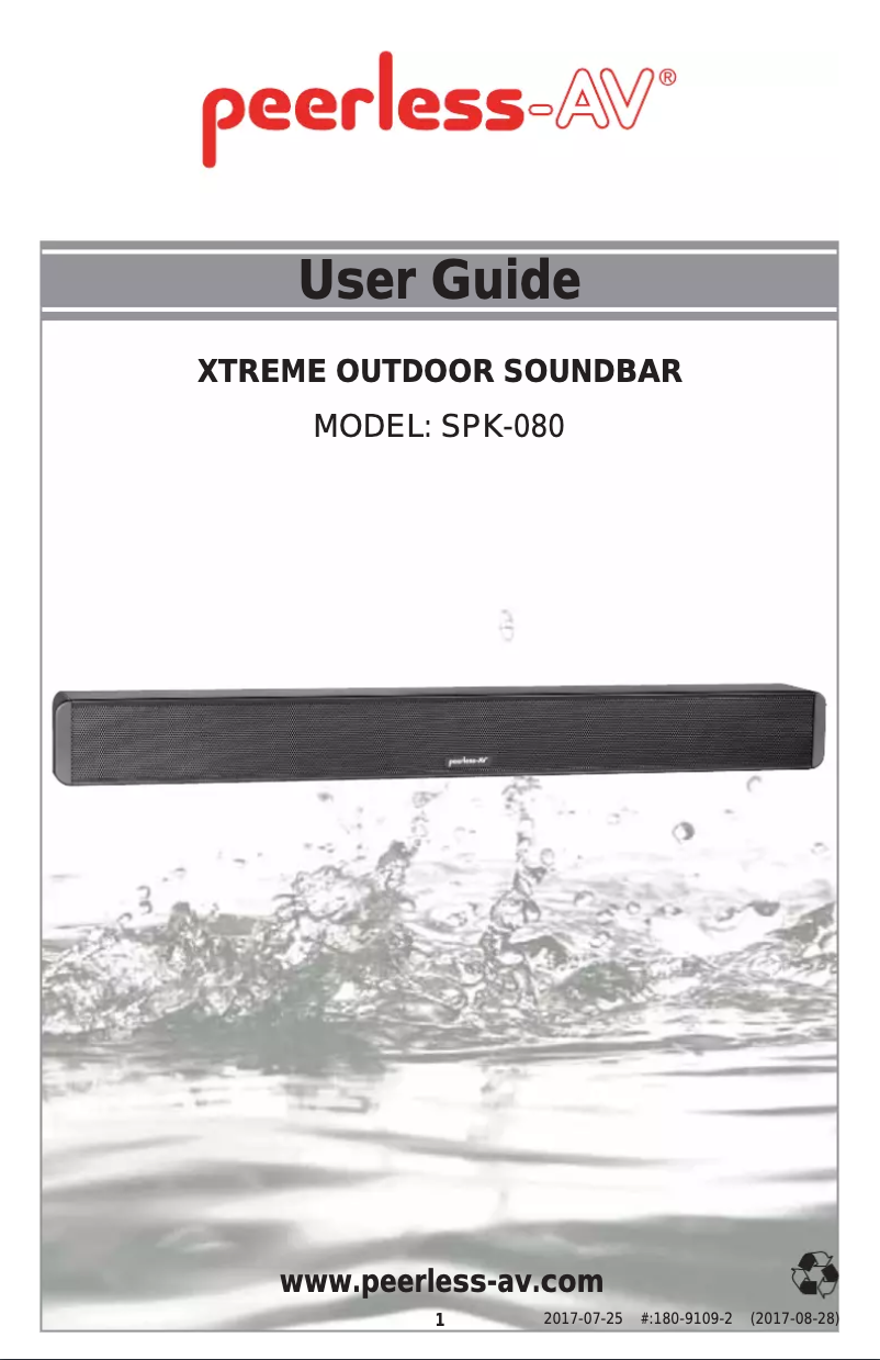 Page 1 of the manual User Manual Peerless-AV Xtreme SPK-080