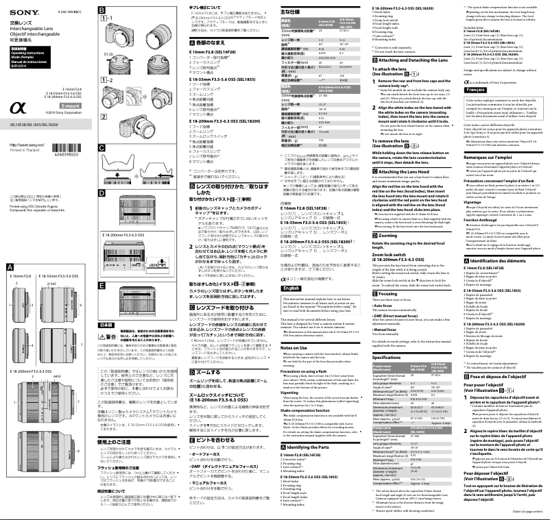 Page 1 of the manual User Manual Sony SEL18200
