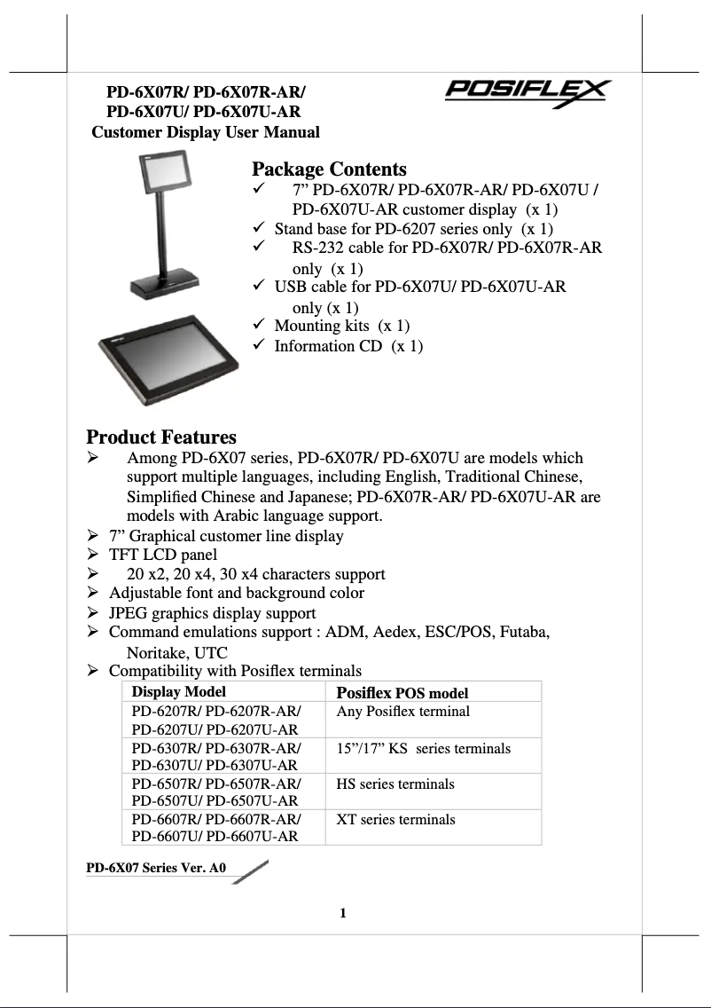 First page image of the manual for PD-6607U