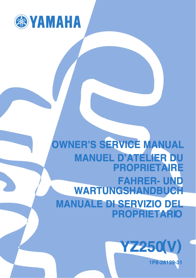Page 1 of the manual User Manual Yamaha YZ250 (2005)