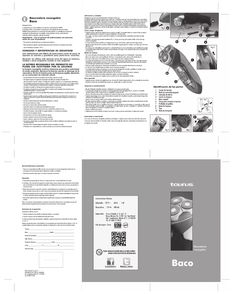 First page image of the manual for Baco