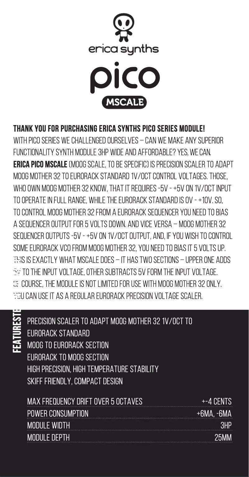 First page image of the manual for Pico MScale