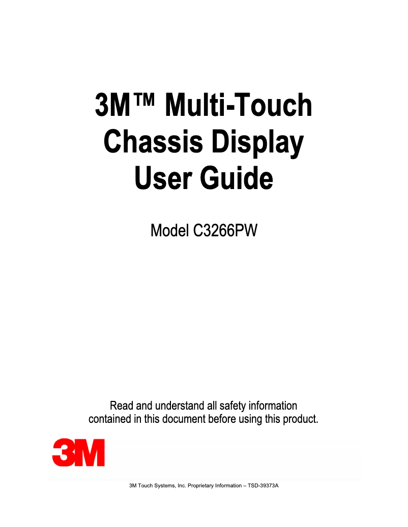 Page 1 of the manual User Manual 3M C3266PW