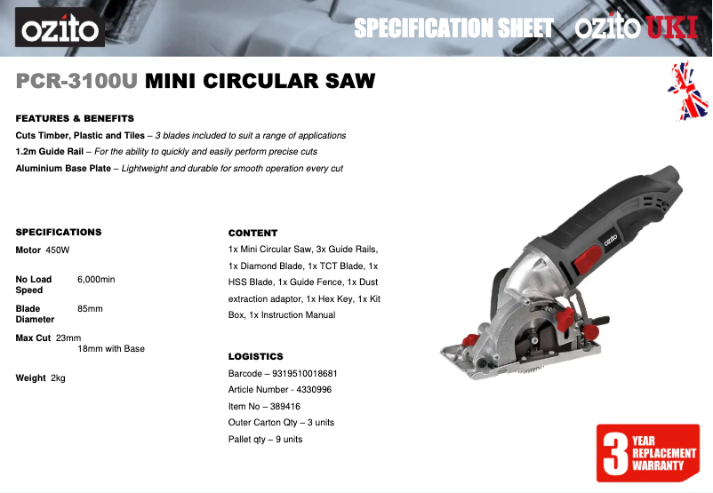 First page image of the manual for PCR-3100U