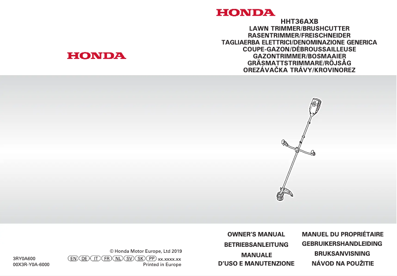 Page 1 of the manual User Manual Honda HHT36AXB