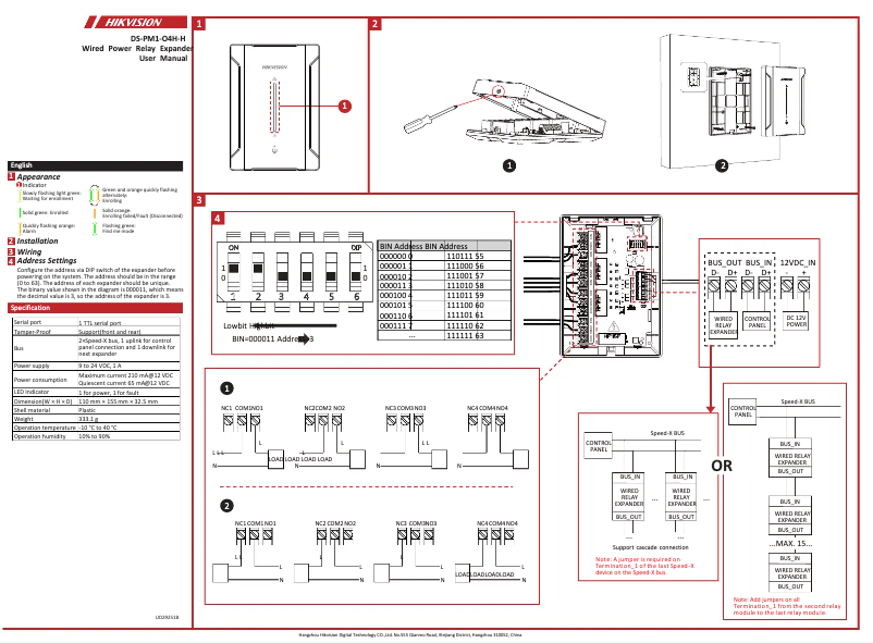 First page image of the manual for DS-PM1-O4H-H