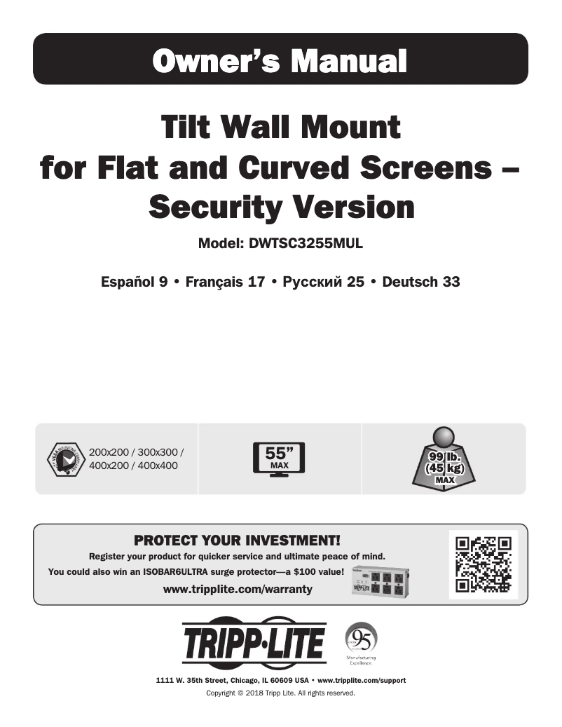Page 1 of the manual User Manual Tripp Lite WorkWise DWTSC3255MUL