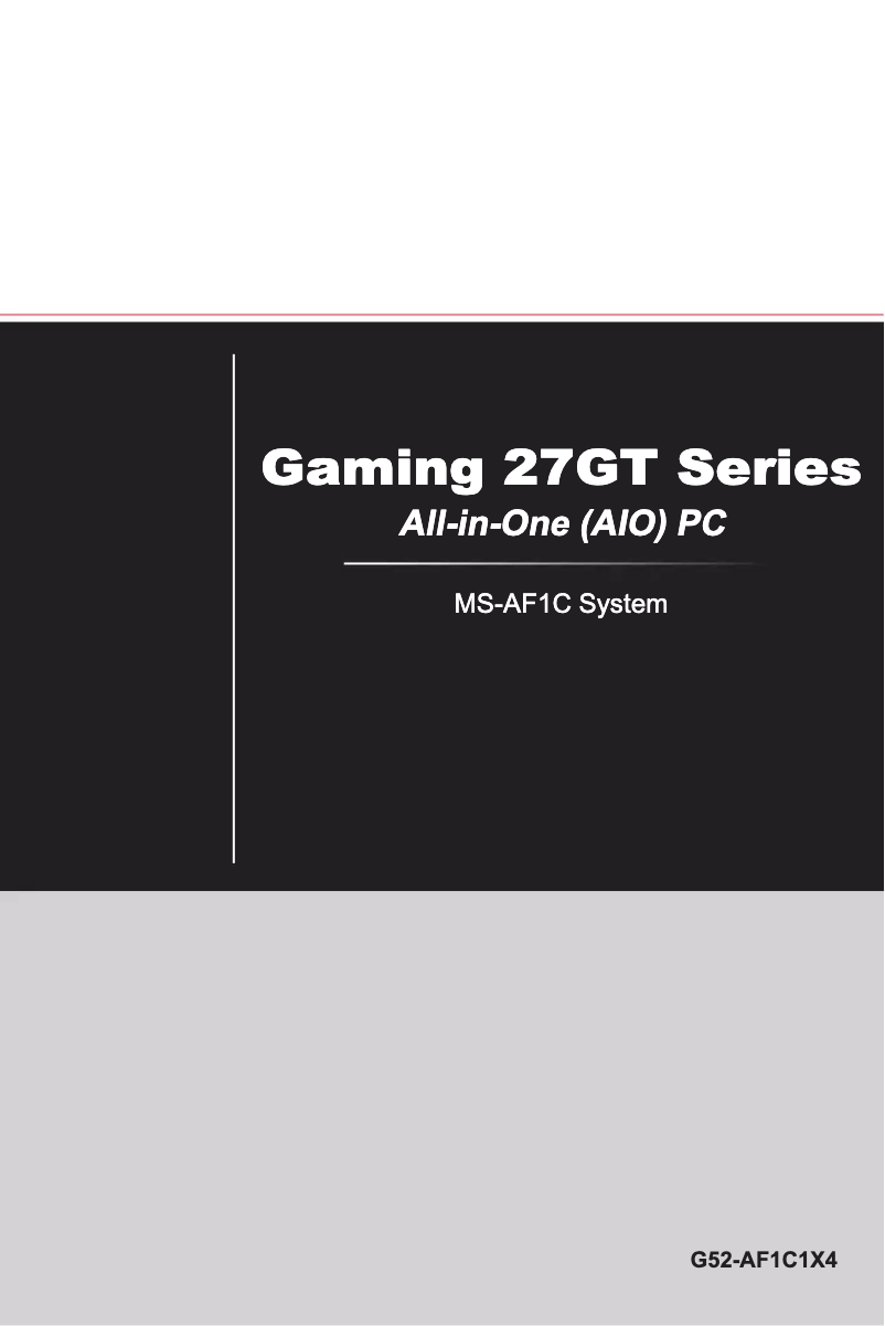 Page 1 of the manual User Manual MSI 27T 6QL