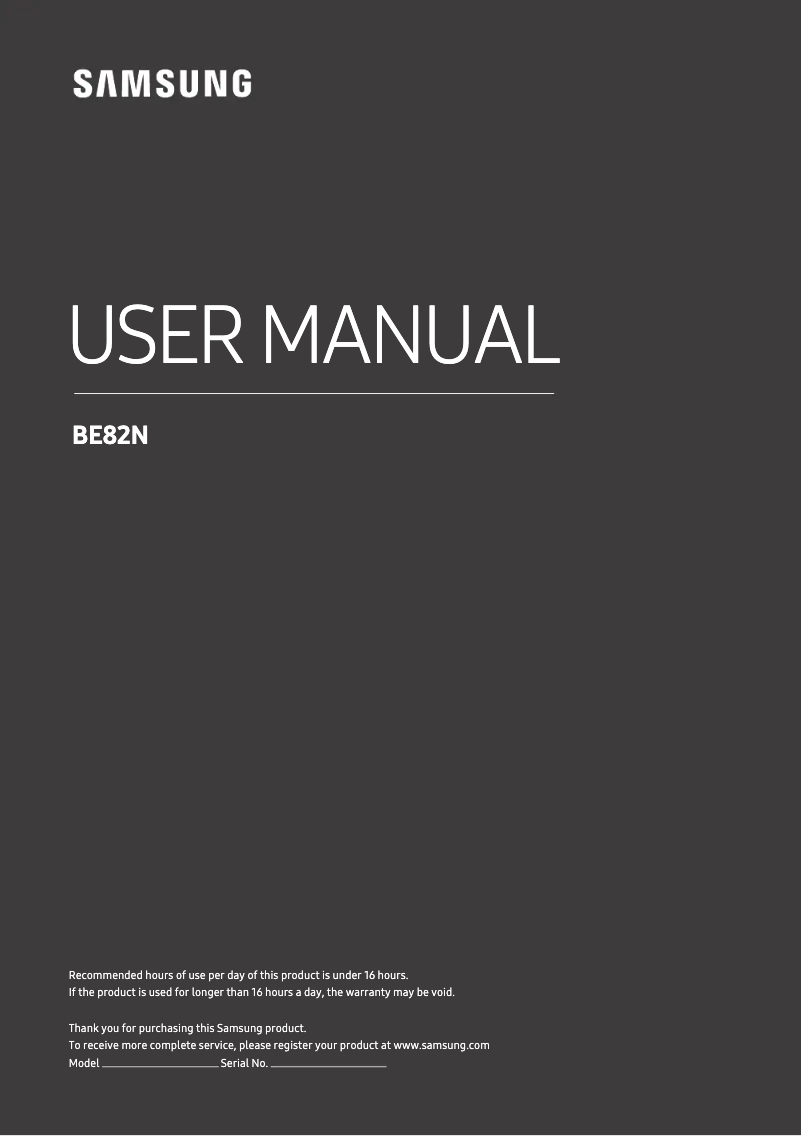 Page 1 of the manual User Manual Samsung BE82N