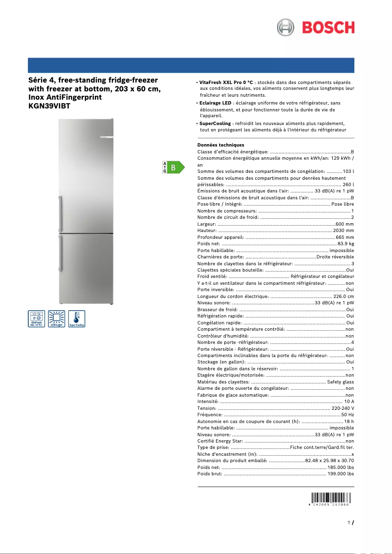 First page image of the manual for KGN39VIBT