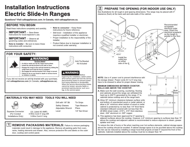 Page 1 of the manual Installation Guide Café CHS950P2MS1