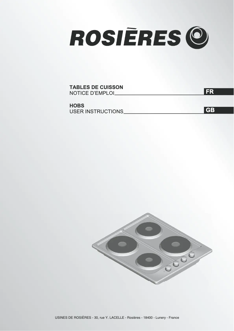 Page 1 of the manual User Manual Rosieres RTL 604 M FA