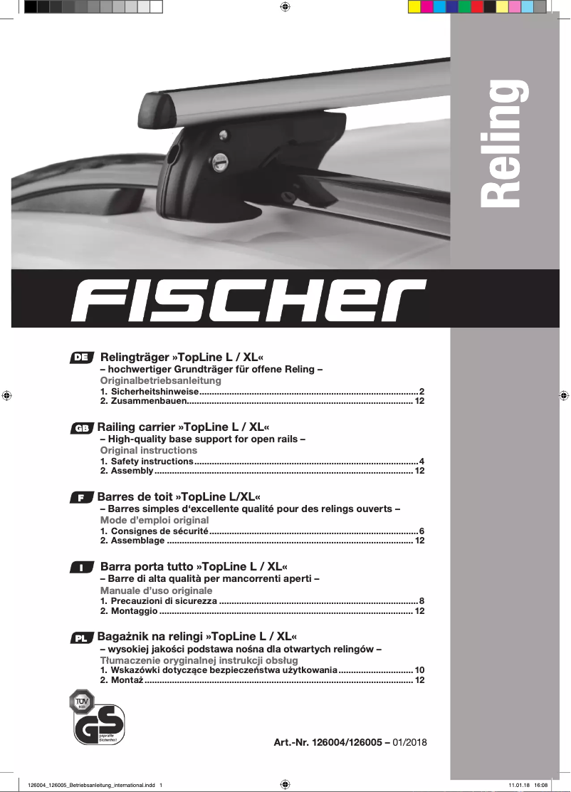 Page 1 de la notice Manuel utilisateur Fischer TopLine L