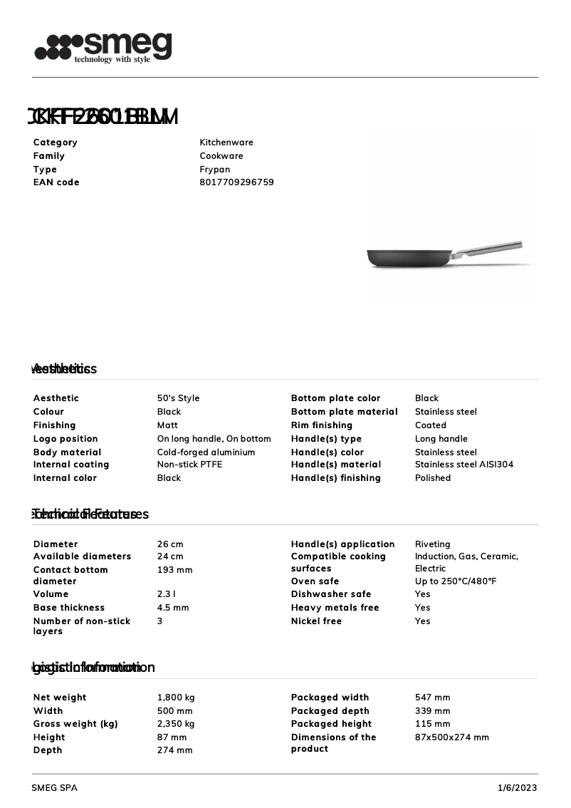 Page 1 of the manual Brochure Smeg CKFF2601BLM