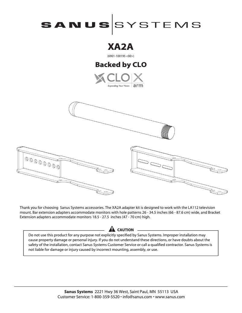 Page 1 of the manual User Manual Sanus XA2A