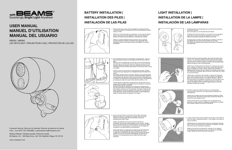 Page 1 of the manual User Manual Mr. Beams MB330