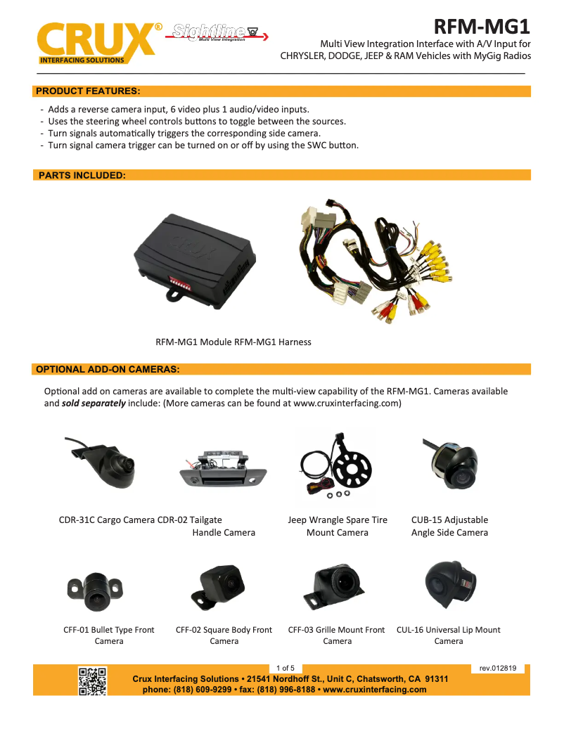 Page 1 de la notice Manuel utilisateur CRUX RFM-MG1