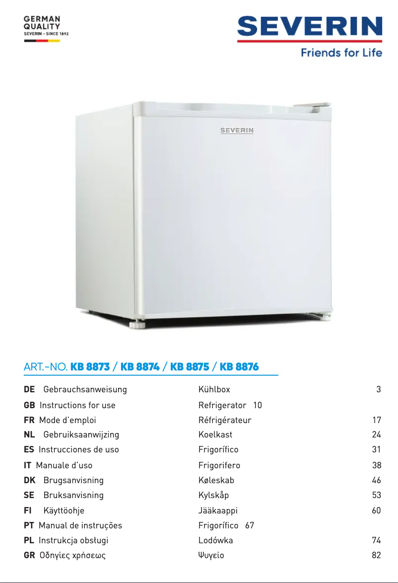 First page image of the manual for KB 8875