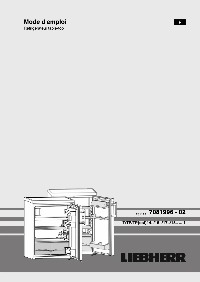 Page 1 of the manual User Manual Liebherr KTS 149 Comfort
