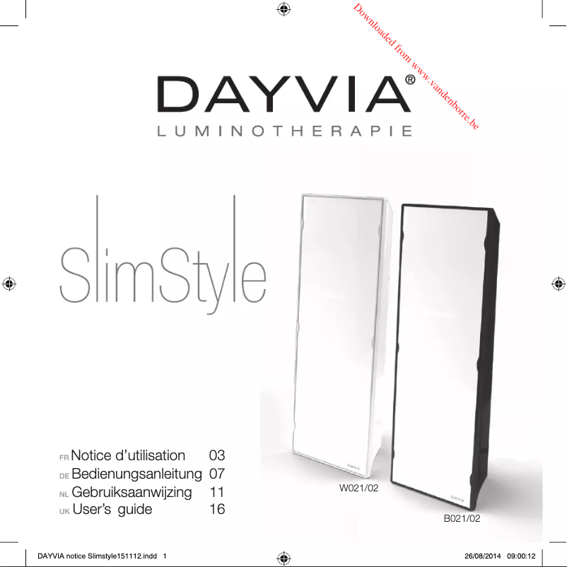 Page 1 of the manual User Manual Dayvia Slim Style WO21/02