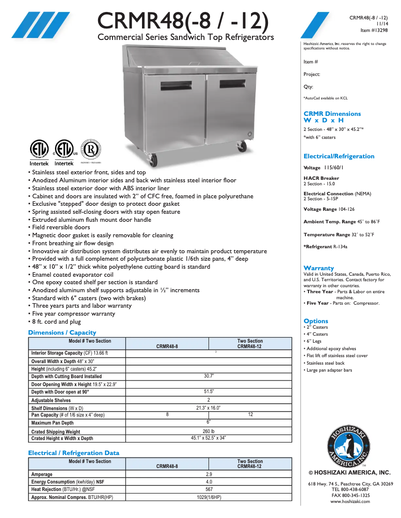First page image of the manual for CRMR48-8