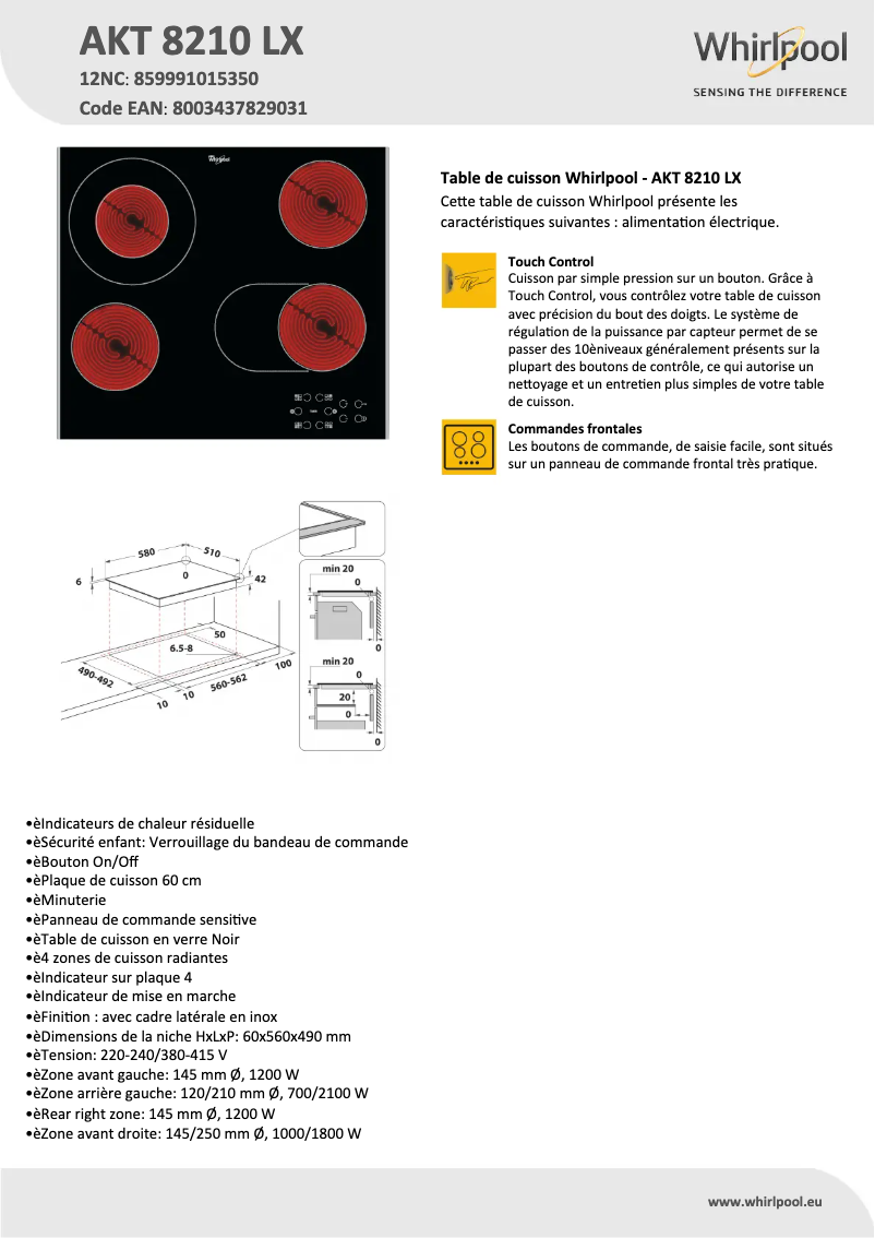 First page image of the manual for AKT 8210 LX