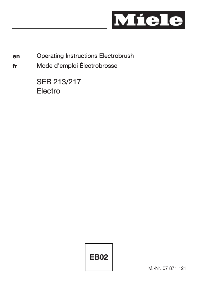 Page 1 of the manual User Manual Miele SEB 217-3