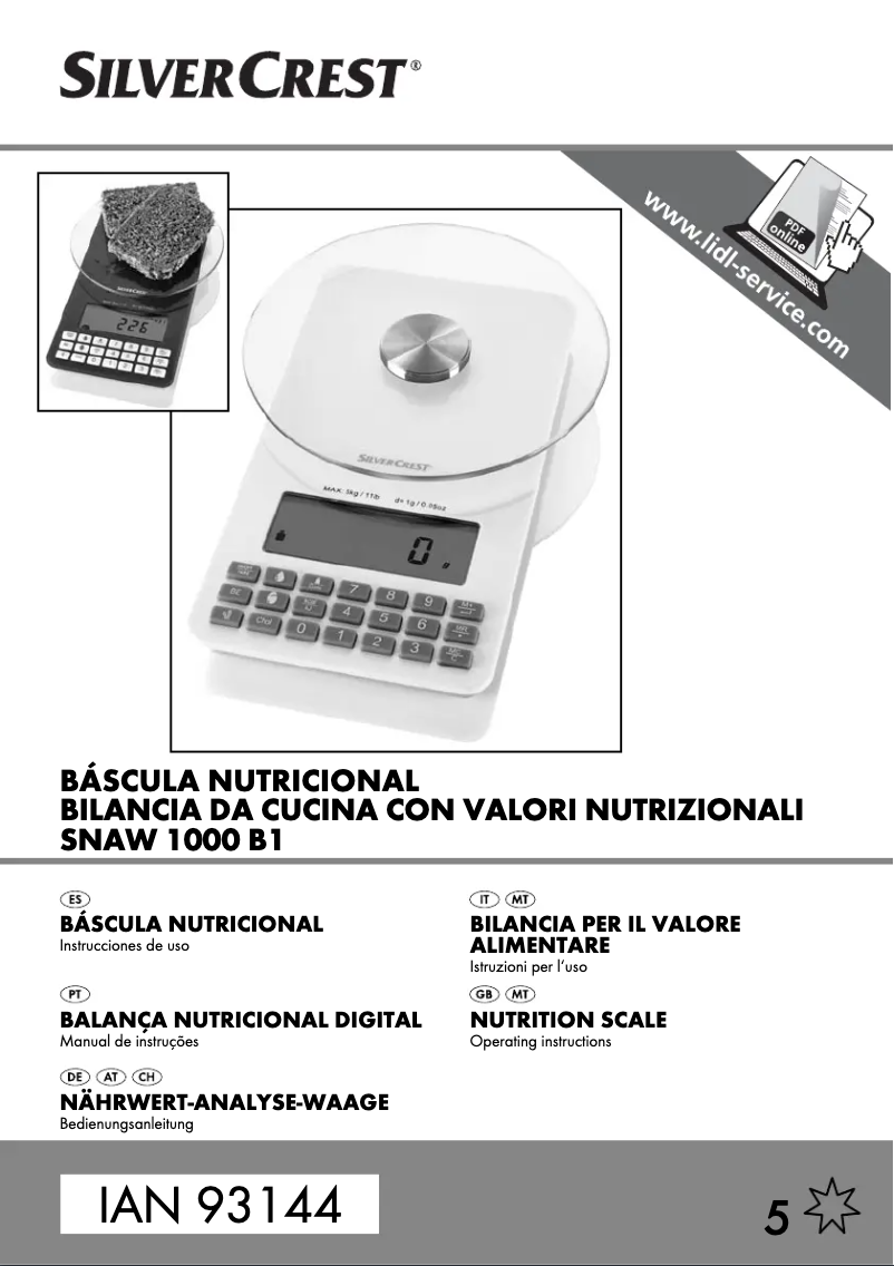 Page 1 of the manual User Manual SilverCrest IAN 93144