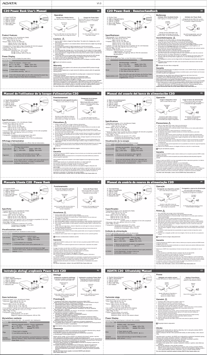 Page 1 of the manual User Manual ADATA C20