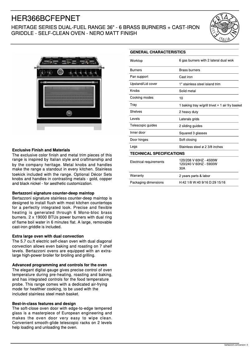First page image of the manual for HER366BCFEPNET