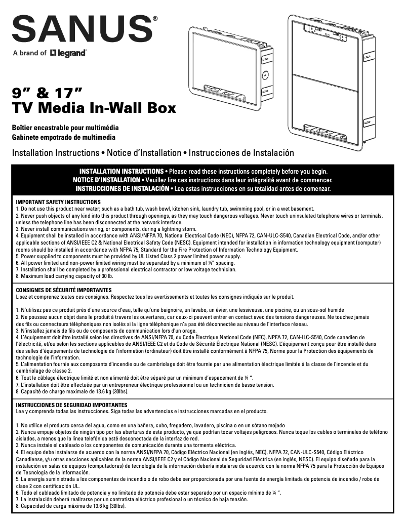 First page image of the manual for SA-IWB9