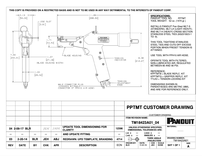 Page 1 de la notice Dessin technique Panduit PPTMT
