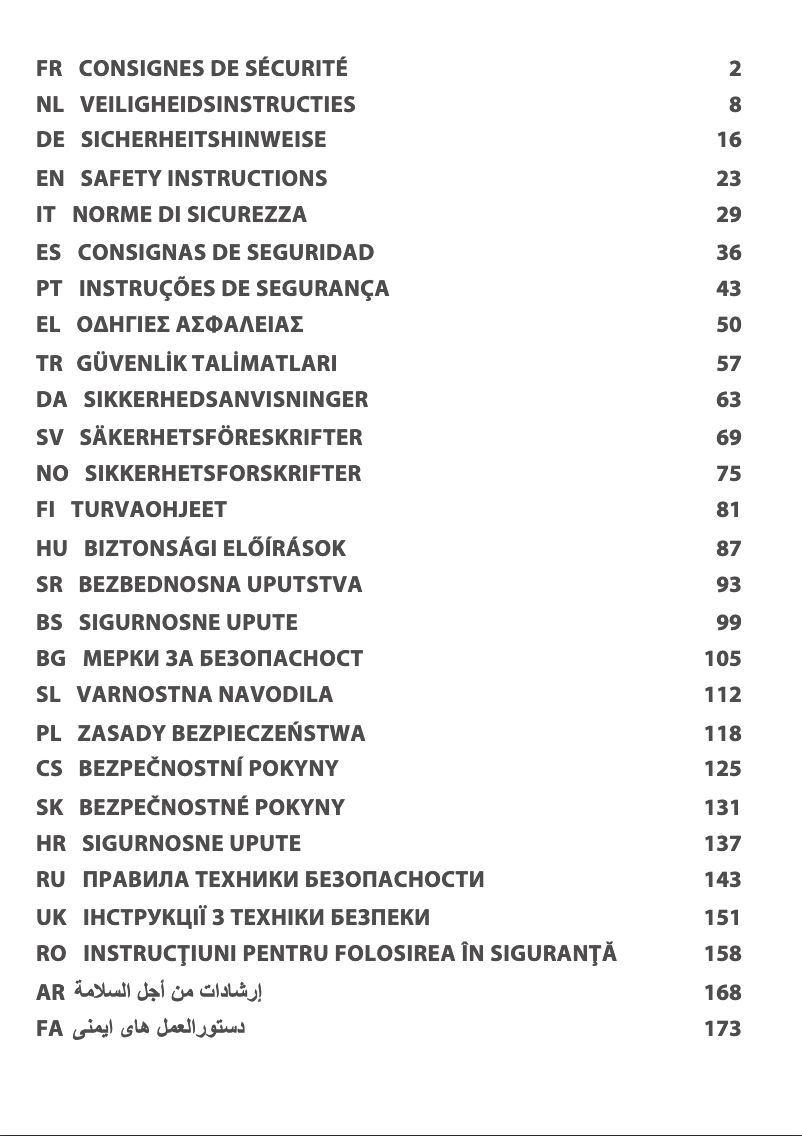 Page 1 of the manual Safety Instructions SEB Actifry