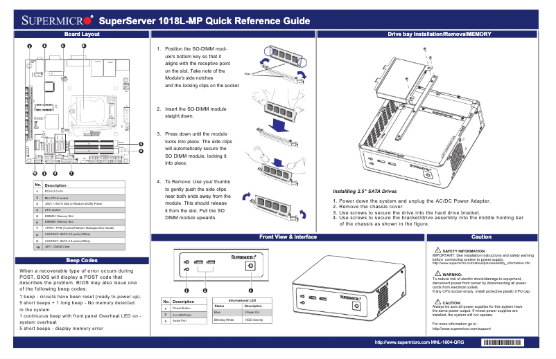 First page image of the manual for SuperServer 1018L-MP