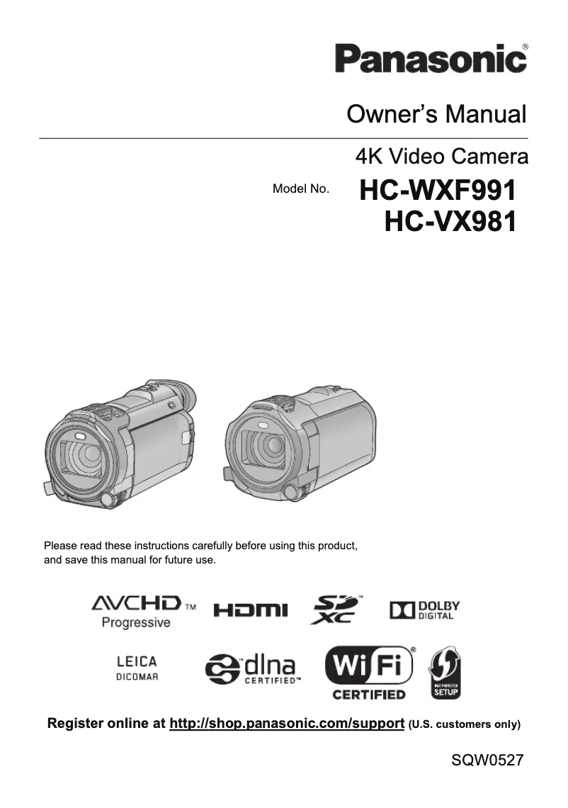 First page image of the manual for HC-VX981