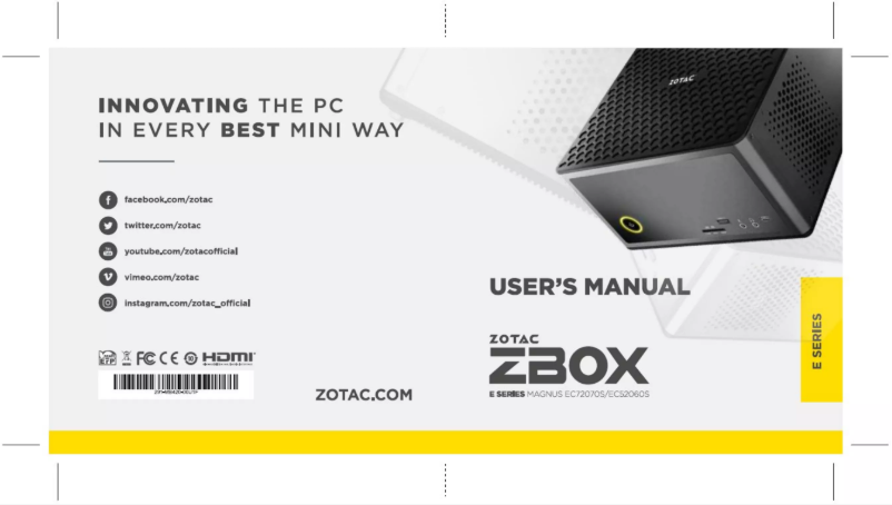 Page 1 of the manual User Manual Zotac ZBOX Magnus EC72070S