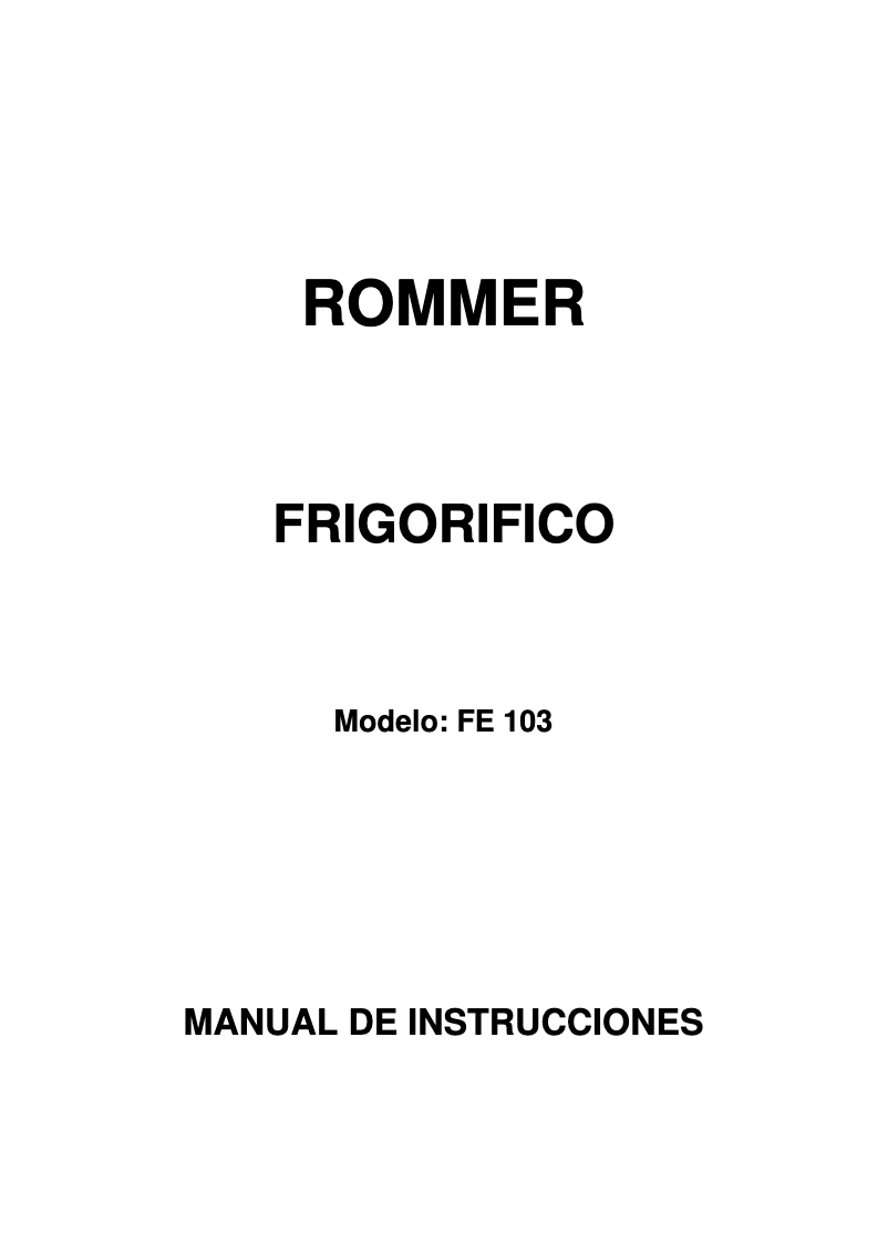 First page image of the manual for FE 103