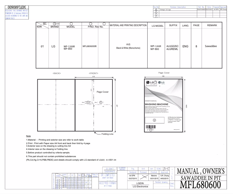 First page image of the manual for WP-900