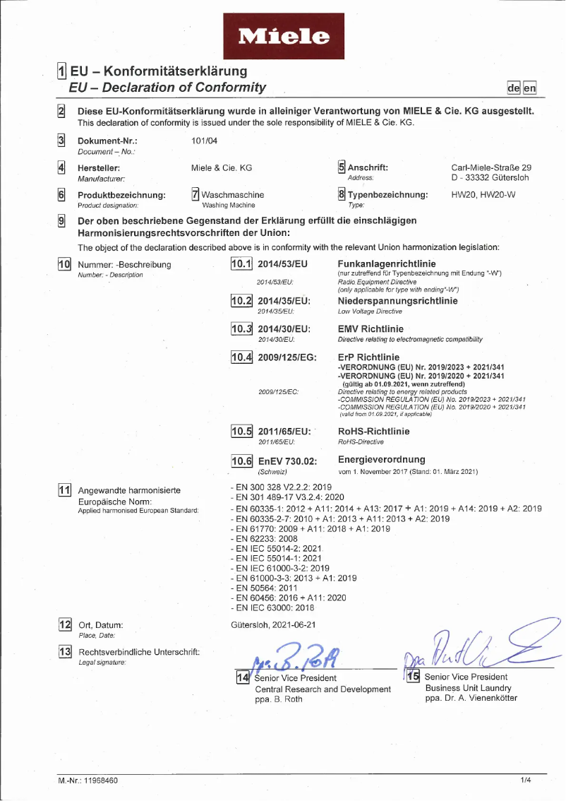 Page 1 of the manual User Manual Miele WCG 670 WCS TwinDos
