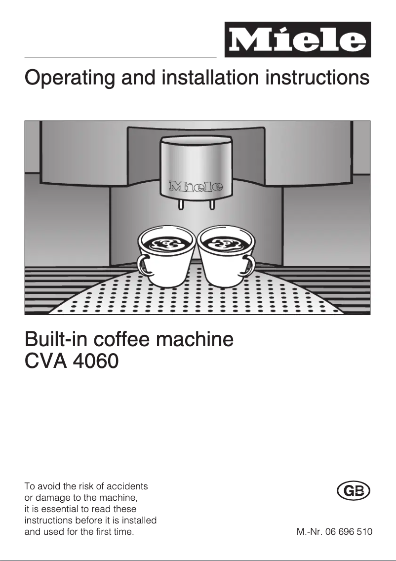 Page 1 of the manual User Manual Miele CVA 4060