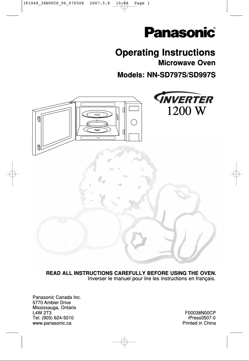 Page 1 of the manual User Manual Panasonic NN-SD997S