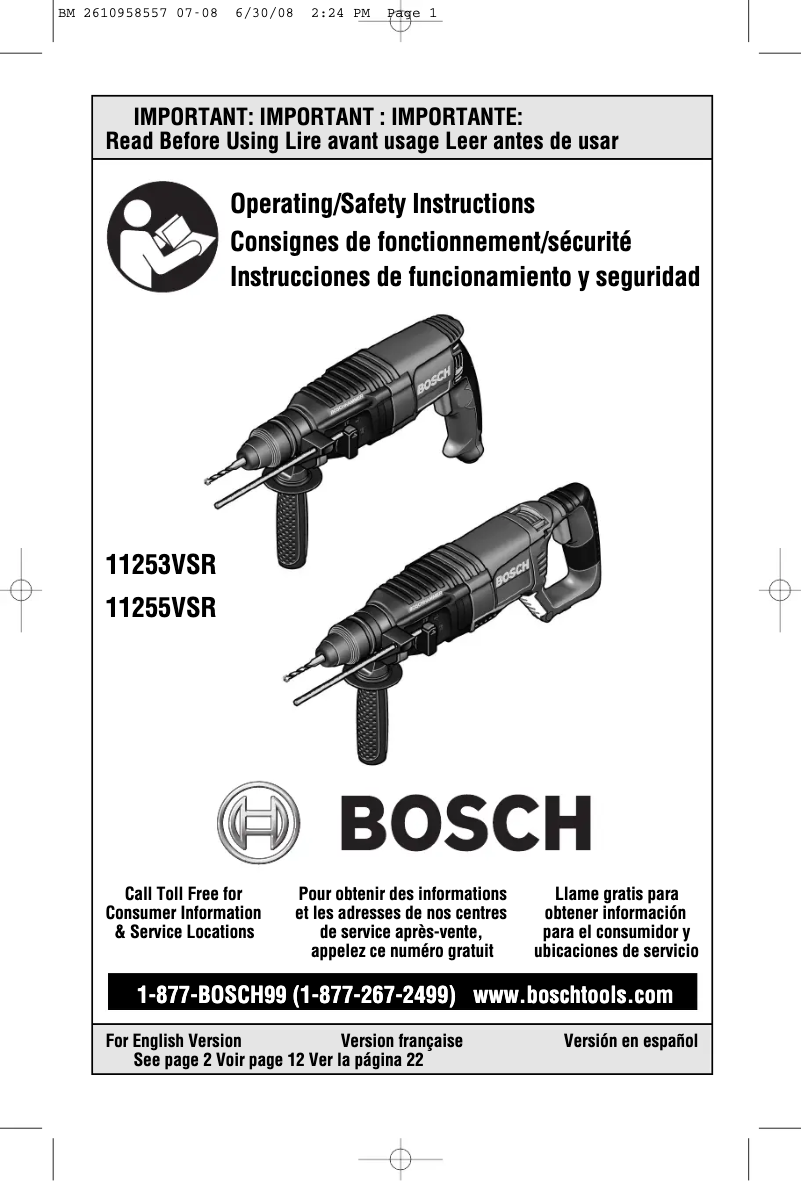 Page 1 of the manual User Manual Bosch 11253VSR