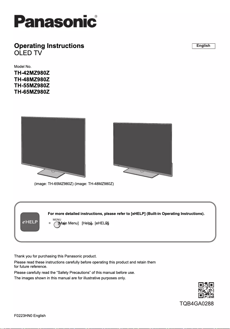 Page 1 of the manual User Manual Panasonic TH-65MZ980Z