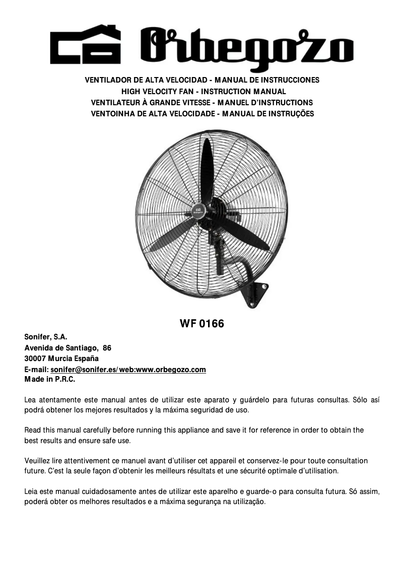 First page image of the manual for WF 0168