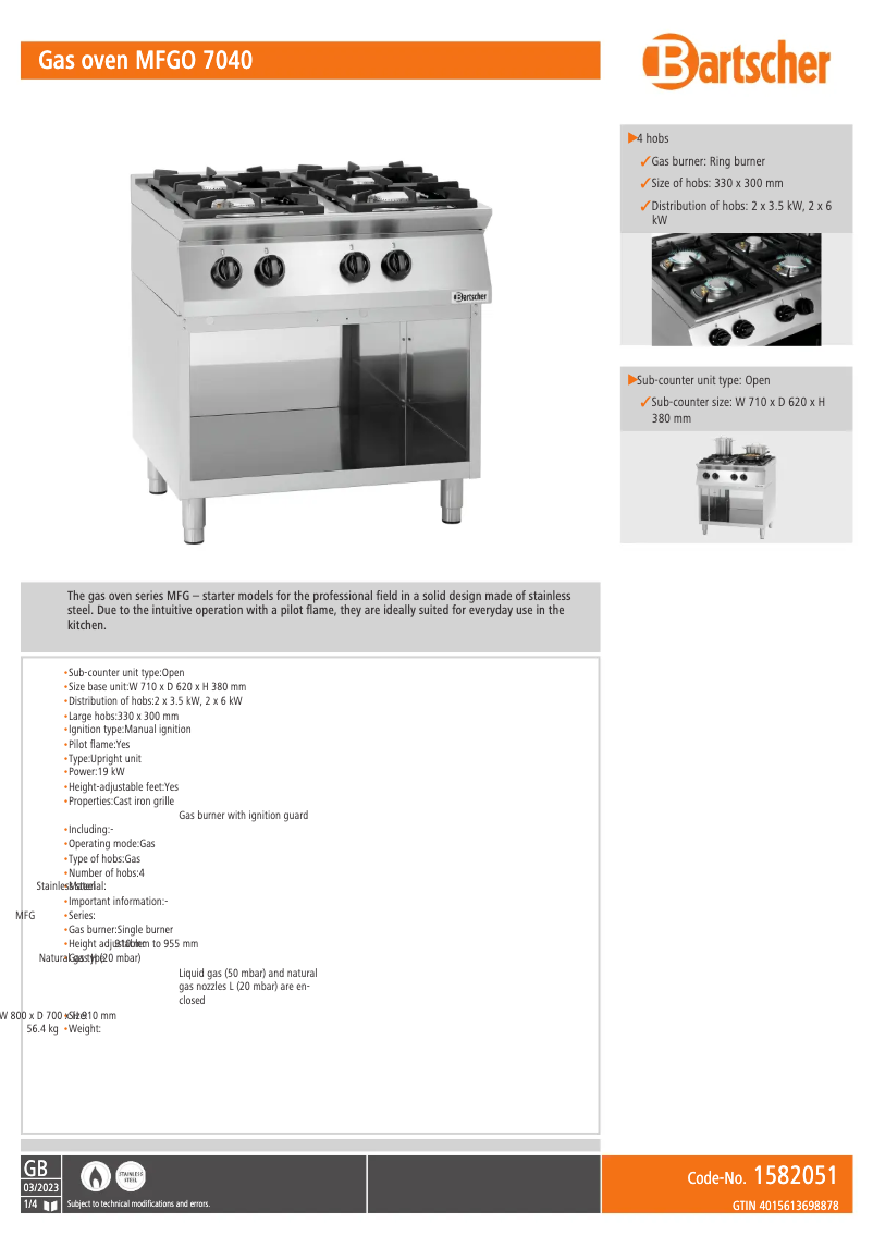 First page image of the manual for MFGO 7040