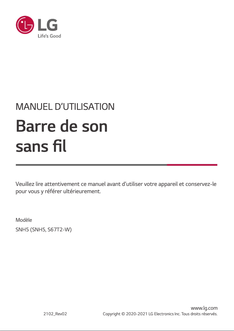 Page 1 of the manual User Manual LG SNH5