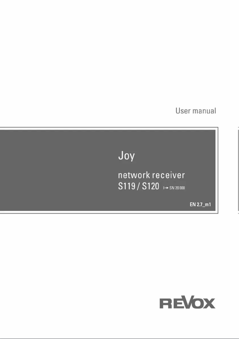 Page 1 of the manual User Manual Revox Joy S119