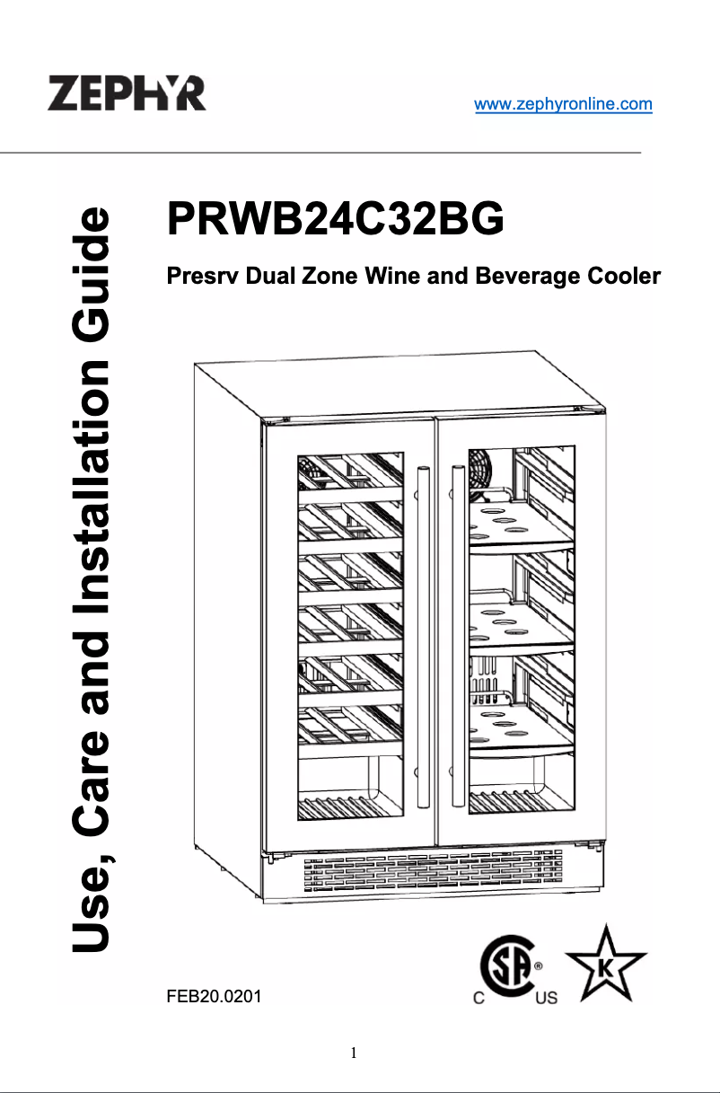 Page 1 of the manual User Manual Zephyr PRWB24C32BG