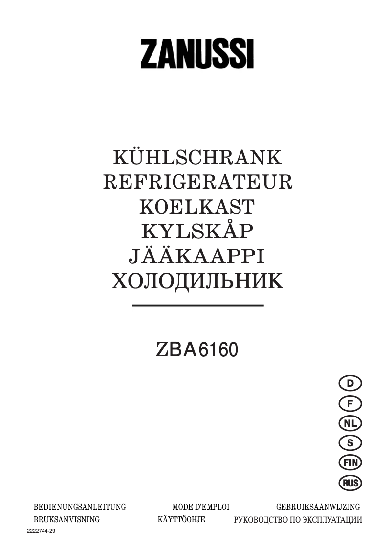 First page image of the manual for zba 6160